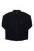 The Roark Men's Andes Shirt is a heavyweight black flannel overshirt with long sleeves, two chest pockets, and subtle blue patterns, shown laid flat on a white background.