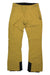 The Billabong Womens Malla Pant, shown in yellow with black accents on the inner ankles, features front button and zip closure, belt loops, zippered front pockets, and reinforced knees. Pants are laid flat on a white background.