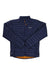 Rab Microlight puffer jacket for men, navy blue with orange/yellow hem trim and zip