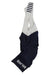The Rapha Mens Pro Team Bib Shorts II - Regular in navy blue and white feature RAPHA printed on the left leg, a race-grade chamois for comfort, and striped detailing on the shoulder straps.