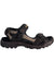 Men's sport sandal, dark brown with beige panels and rugged rubber sole