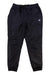 Men's insulated snow pants in dark black, zip fly and front tie, elastic cuffs