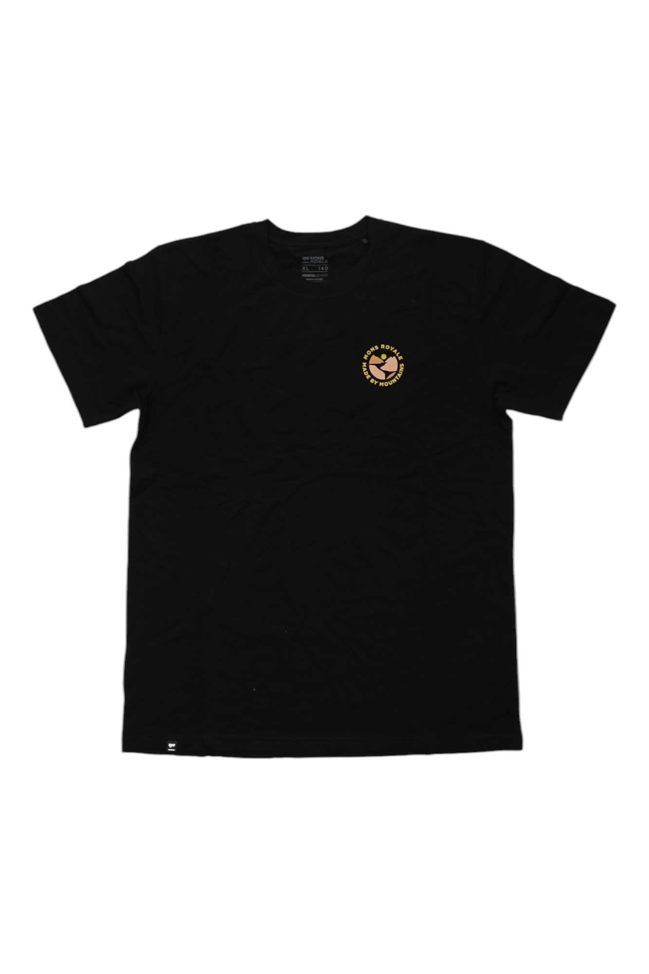 Men's black Icon T-shirt with yellow circular Mons Royale chest logo