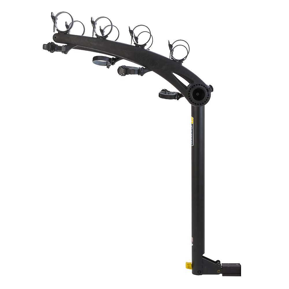 4-bike hitch mount bike rack, black upright post and four hanging bike holders