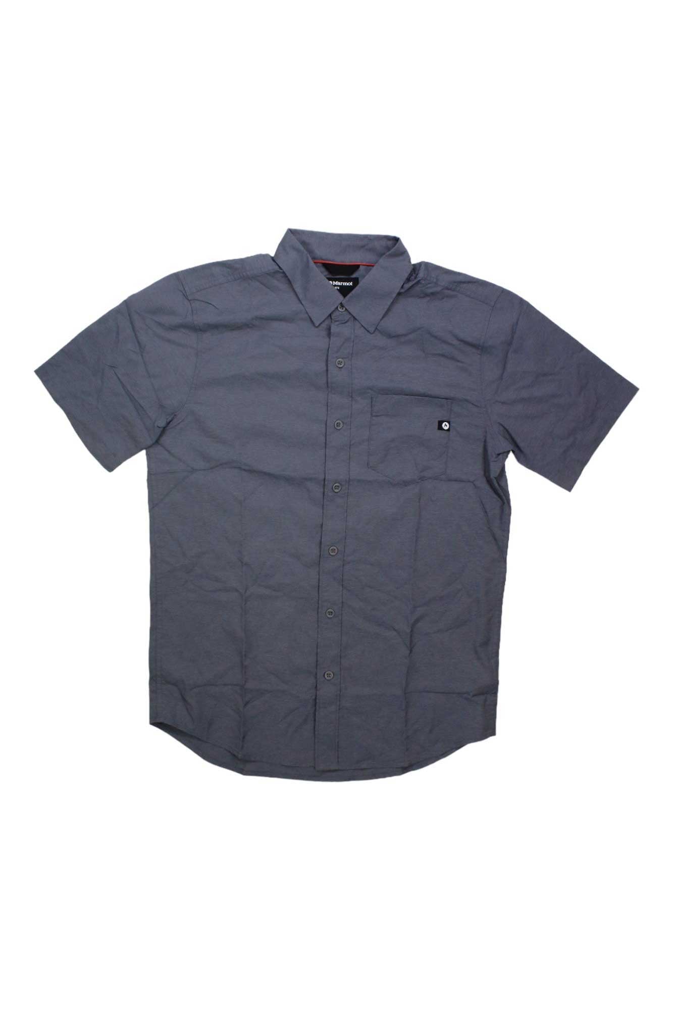 Men's short-sleeve button-up shirt, dark charcoal