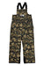 The North Face Kids Freedom Insulated Bib Pant features a camouflage design, black adjustable shoulder straps, and a front pocket with the logo—ideal insulated snow pants for children’s cold-weather adventures.