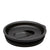 Press-in lid showing circular gasket rim and oval drinking opening, dark black