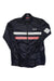 Women's dark wind jacket with gray reflective band, pink stripe, and full zipper