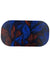 The GoggleSoc Protective Goggle Cover is an eco-friendly, oval cover with a striking graphic of overlapping blue and red leaves on a dark background.