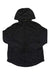Women’s wind jacket with hood, black, front view, full zip and hood drawcord.