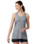 Heather gray racerback tank, sleeveless with scoop neck and small logo