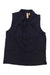 Women’s sleeveless collared top with button-front placket, dark navy