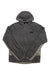 Men's insulated stretch hoodie jacket, dark gray full-zip with hood and contrast paneling