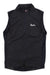 A black Rapha Mens Core Gilet, sleeveless with a front zipper and small white Rapha logo on the left chest, is laid flat on a white background. This lightweight cycling vest offers added visibility and comfort.