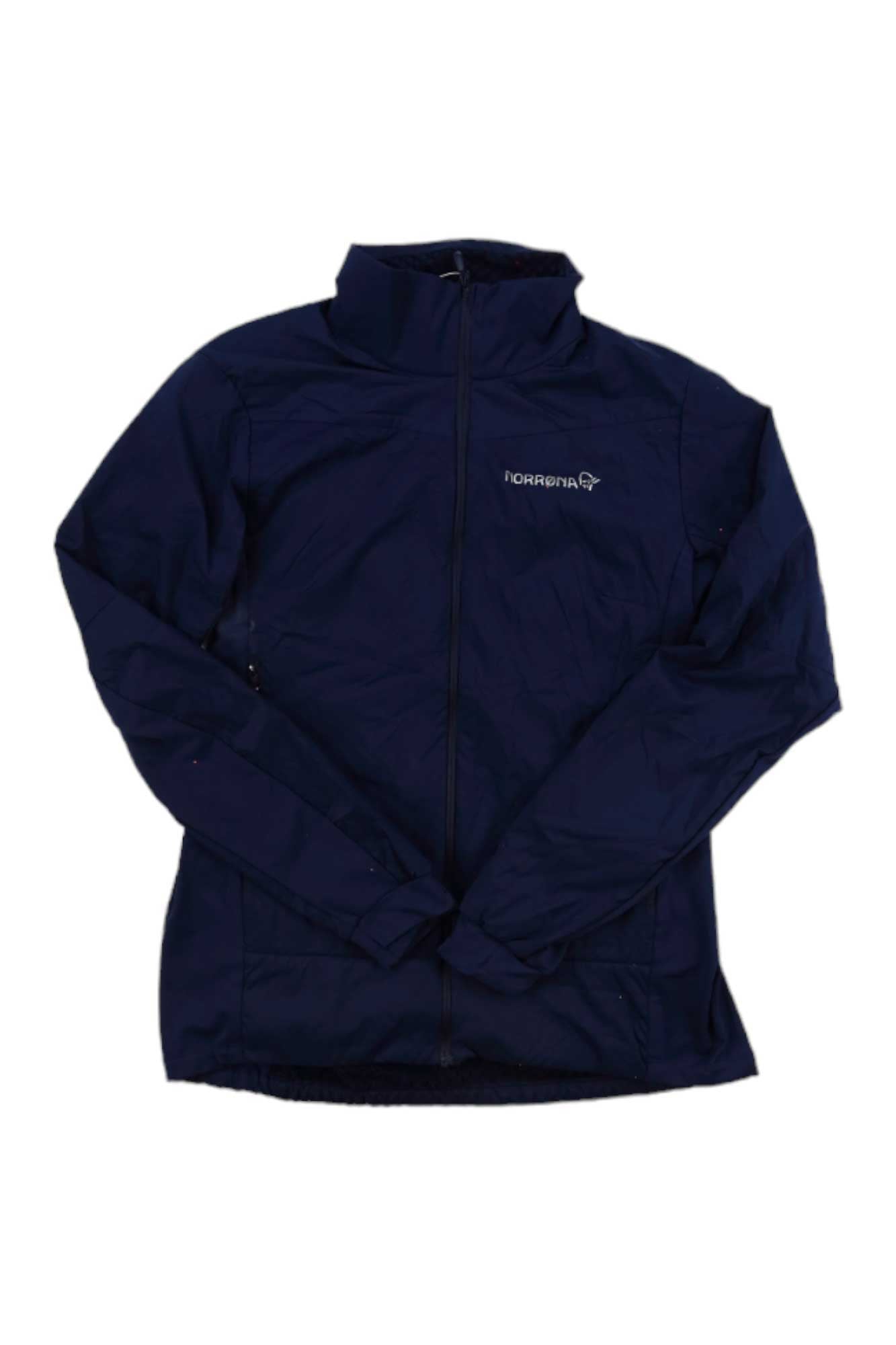 Norrona women's Octa jacket, dark navy full-zip high collar, long sleeves
