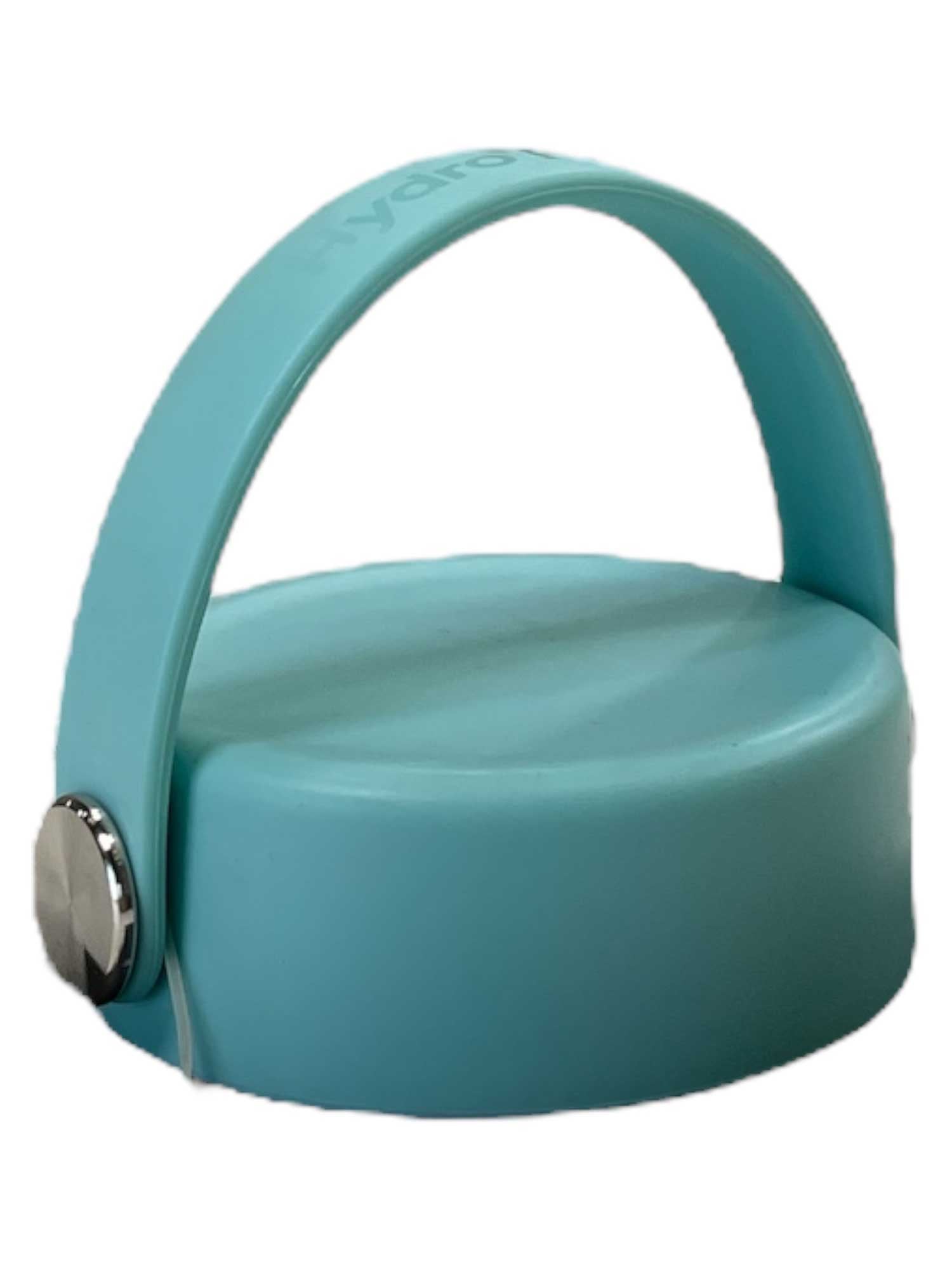 Hydro Flask wide mouth flex cap in teal, with carry handle and metal button