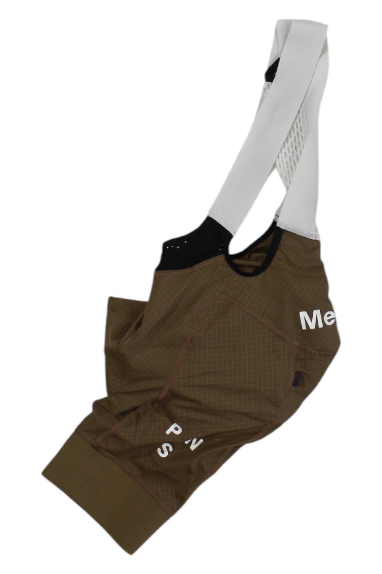 Women's Pas Normal Studios Mechanism bib shorts, brown with black shoulder straps