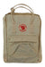 The beige Kanken Pack is a water-resistant backpack with a front zipper pocket, two top handles, and the iconic red fox logo patch—ideal for outdoor activities or daily use.