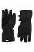 The Dakine Womens Fleetwood Glove, shown in black with adjustable wrist straps from both palm and back views, is isolated on a white background.