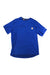 Blue short-sleeve pocket t-shirt with crew neck and chest logo patch