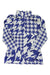 Women's 1/2-zip top with electric blue and white houndstooth pattern