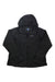 The Eddie Bauer Women's Microtherm 2.0 Down Hooded Jacket is black, quilted with subtle horizontal stitching, ultralight insulation, a front zipper, and shown flat on a white background.