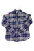 Plaid flannel button-up shirt with long sleeves, purple/gray multicolor with chest pocket