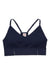 The Kari Traa Womens Var Bra is a navy blue compression sports bra with adjustable straps and a wide elastic band for support and comfort, shown on a white background.