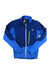 Men's hybrid jacket, stand-collar full-zip, dark blue with neon green zipper and chest logo
