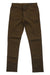Men's 5-pocket pant in dark brown with button closure and straight leg.