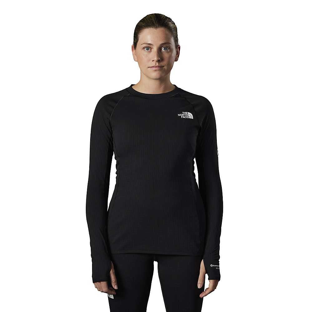 Women's black The North Face crewneck long-sleeve top, ribbed neck and cuffs