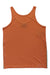 A Burton Womens Luxemore Slit Tank in orange is laid flat on a white background, with the HORTON logo near the hem. This reversible tank top adds style and versatility to any active wardrobe.