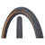 The Teravail Cannonball Tire - 700c is a versatile, tubeless-ready gravel racing tire with a brown sidewall, black knobby tread, and is ideal for adventure cycling. Shown from the side and front on a white background.