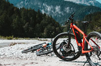 bike with mountains in the background