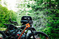 mountain bikes on a rack