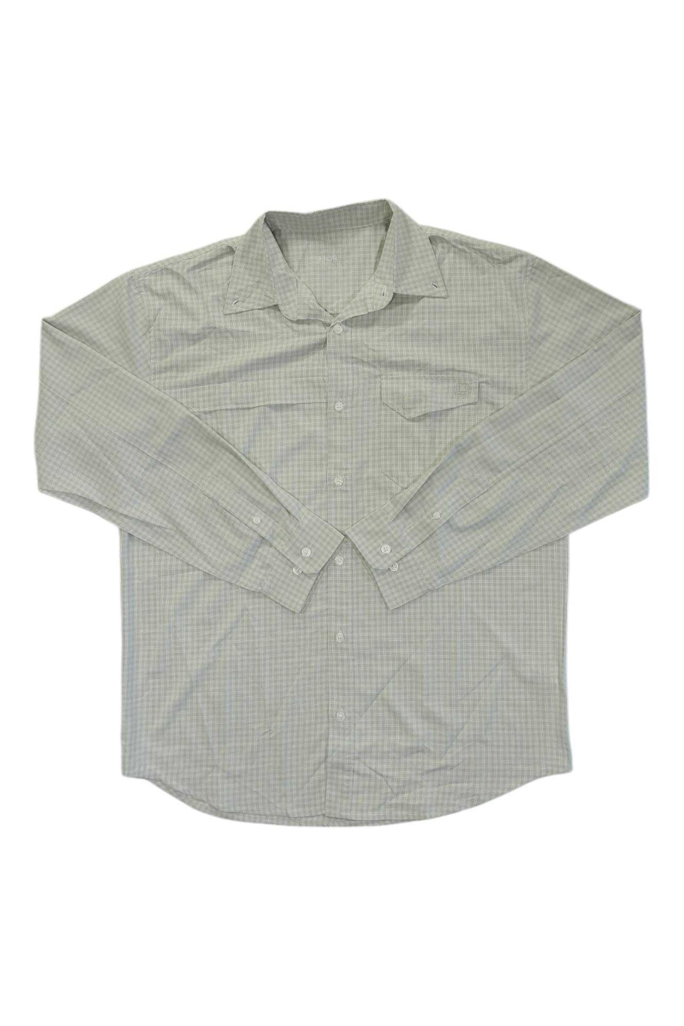 Huk Mens Tide Point Break LS Minicheck Shirt Huk