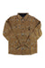 The Roark Men's Andes Shirt is a heavyweight flannel button-up in brown with a light blue and beige geometric tribal pattern, two chest pockets, and black buttons—ideal as an overshirt or travel shirt.