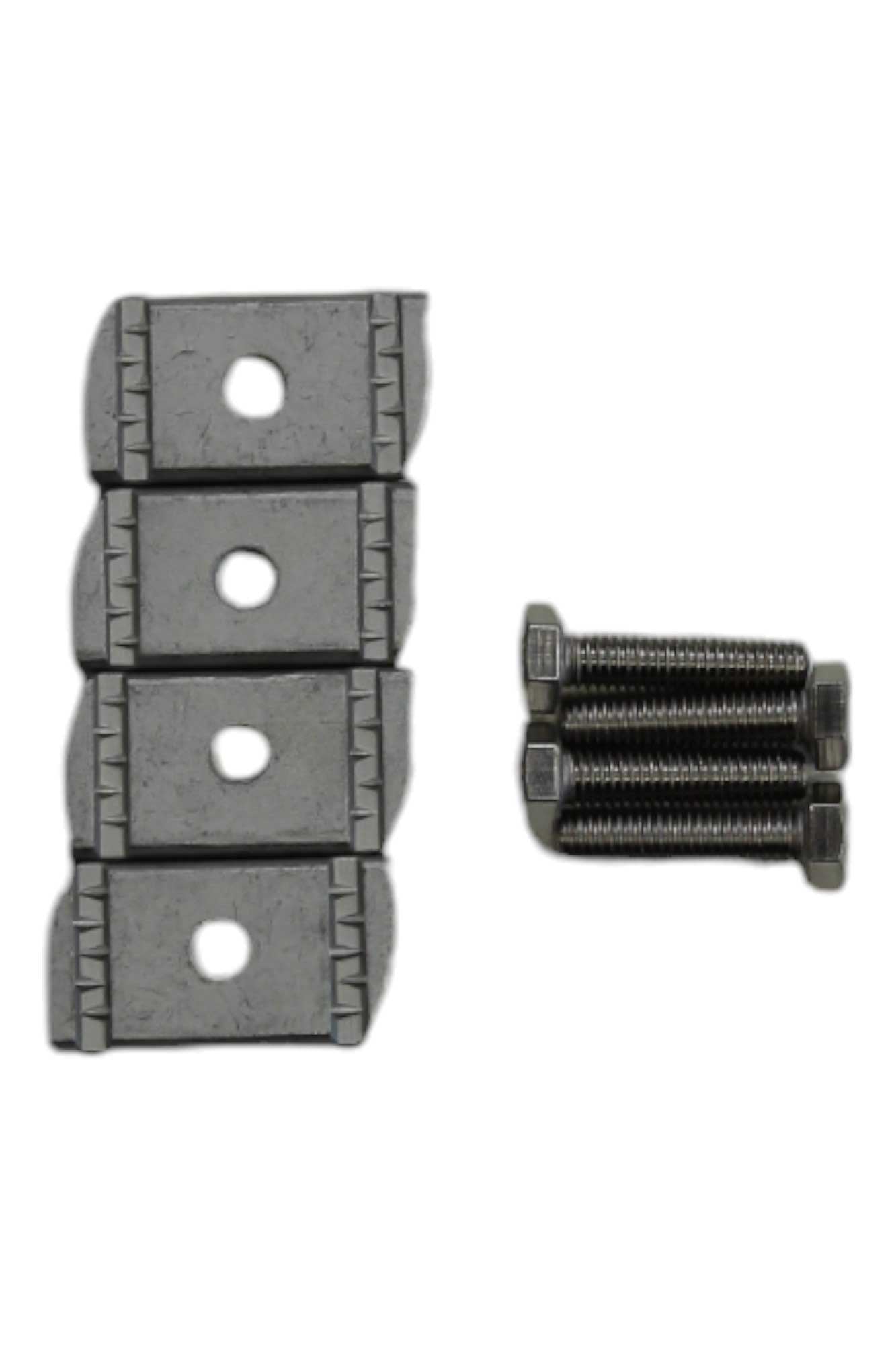 Heavy-duty bar mounting hardware kit with gray plates and threaded bolts