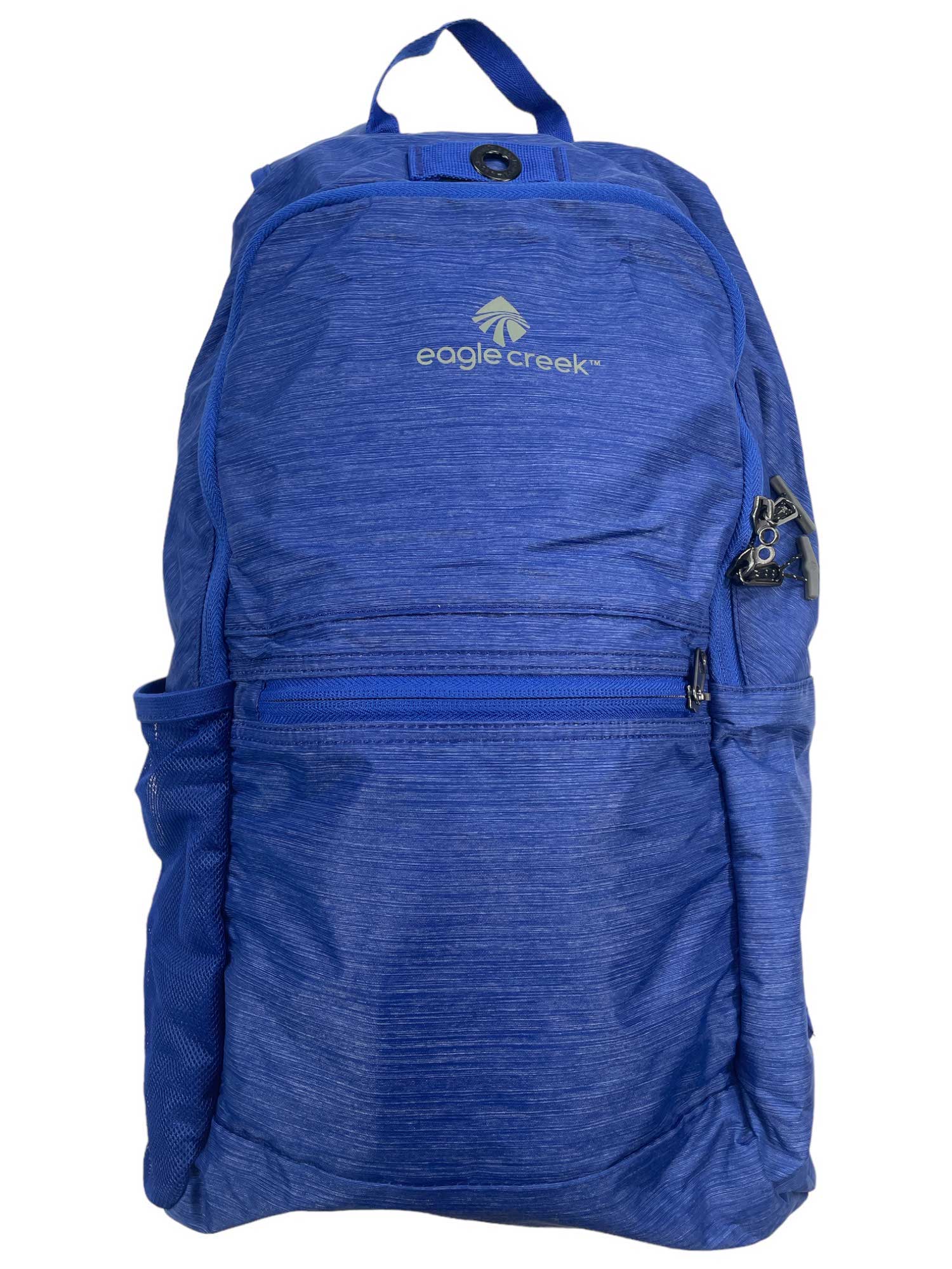 Blue eagle creek packable daypack with front pocket and adjustable side straps
