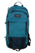 The Dakine Women's Syncline 12L Hydration Pack is a blue and black backpack with a grid pattern, front zip pocket, top handle, logo patch, multiple compartments, black straps, and buckles for on-the-go convenience.