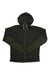 The Fjallraven Mens Ovik Fleece Hoodie is a dark green outdoor hoodie with a hood, drawstrings, long sleeves, elbow patches, and a left shoulder patch—ideal for hiking or everyday use.
