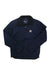 A Carhartt Mens Crowley Jacket in navy blue with a small logo patch on the chest, stand-up collar, long sleeves, side pockets, and Rugged Flex. The zip-up jacket is displayed flat on a white background.