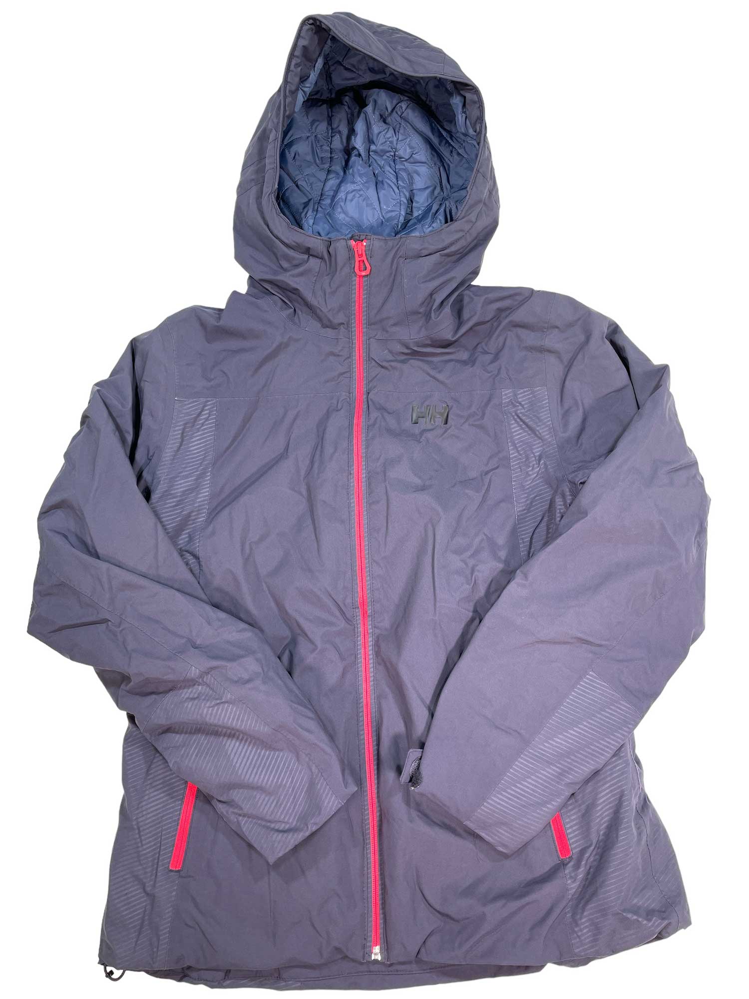 Women's Sunvalley hooded jacket, navy with full zip and red trim, size Large