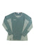 The Mammut Womens Aenergy FL LS Top is a lightweight, long sleeve crewneck in light green with dark green panels, Mammut logo on the left chest, and made from recycled polyester. It’s moisture-wicking and shown laid flat on a white background.