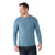 Men's blue heather merino long-sleeve pocket tee, crew neck side view