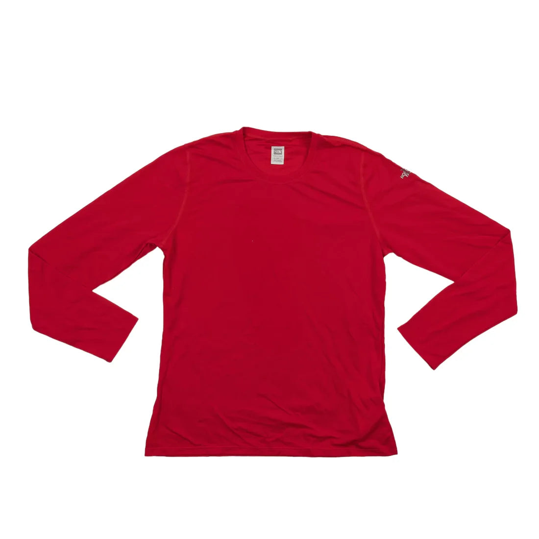 The North Face women's red long-sleeve performance shirt with crew neck