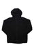 The Helly Hansen Men's Odin Lt Stretch Insulated 2.0 Hoodie, a plain black outdoor jacket with a hood and zip-up front, is laid flat on a white background.