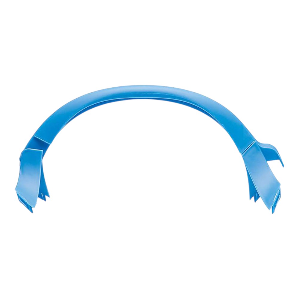 The Copilot Cabbie Swingbar is a blue, plastic, curved tool with angled forked ends, ideal for prying or removal tasks—an essential cycling accessory for bike maintenance.