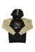 The ThirtyTwo Mens Franchise Tech Hoodie features moisture-wicking fabric, a black body and cuffs, beige sleeves, and camo print on the chest and hood with "limit two" text—ideal for outdoor adventures.