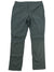 A pair of dark green Womens Trekr Pants, featuring a straight-leg cut, button-zipper closure, front pockets, and UPF 50 sun protection, great for hiking—shown lying flat on a white background.